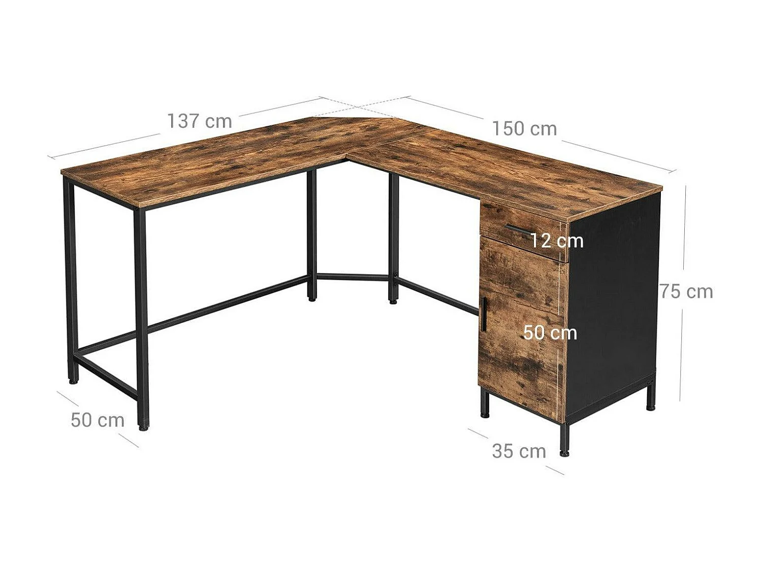 Bureau d'angle table en marron 137 x 150 x 75 cm 12_0001331