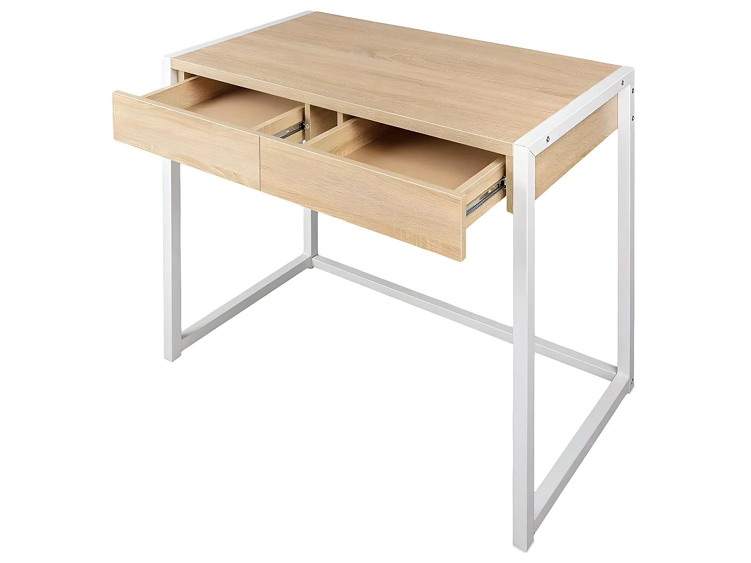 Bureau adulte à deux tiroirs 100 cm chêne clair 19_0000572