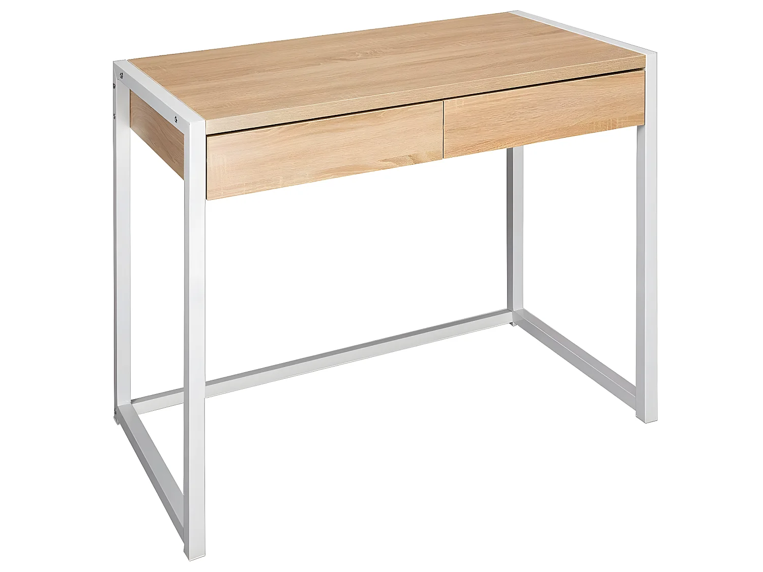 Bureau adulte à deux tiroirs 100 cm chêne clair 19_0000572