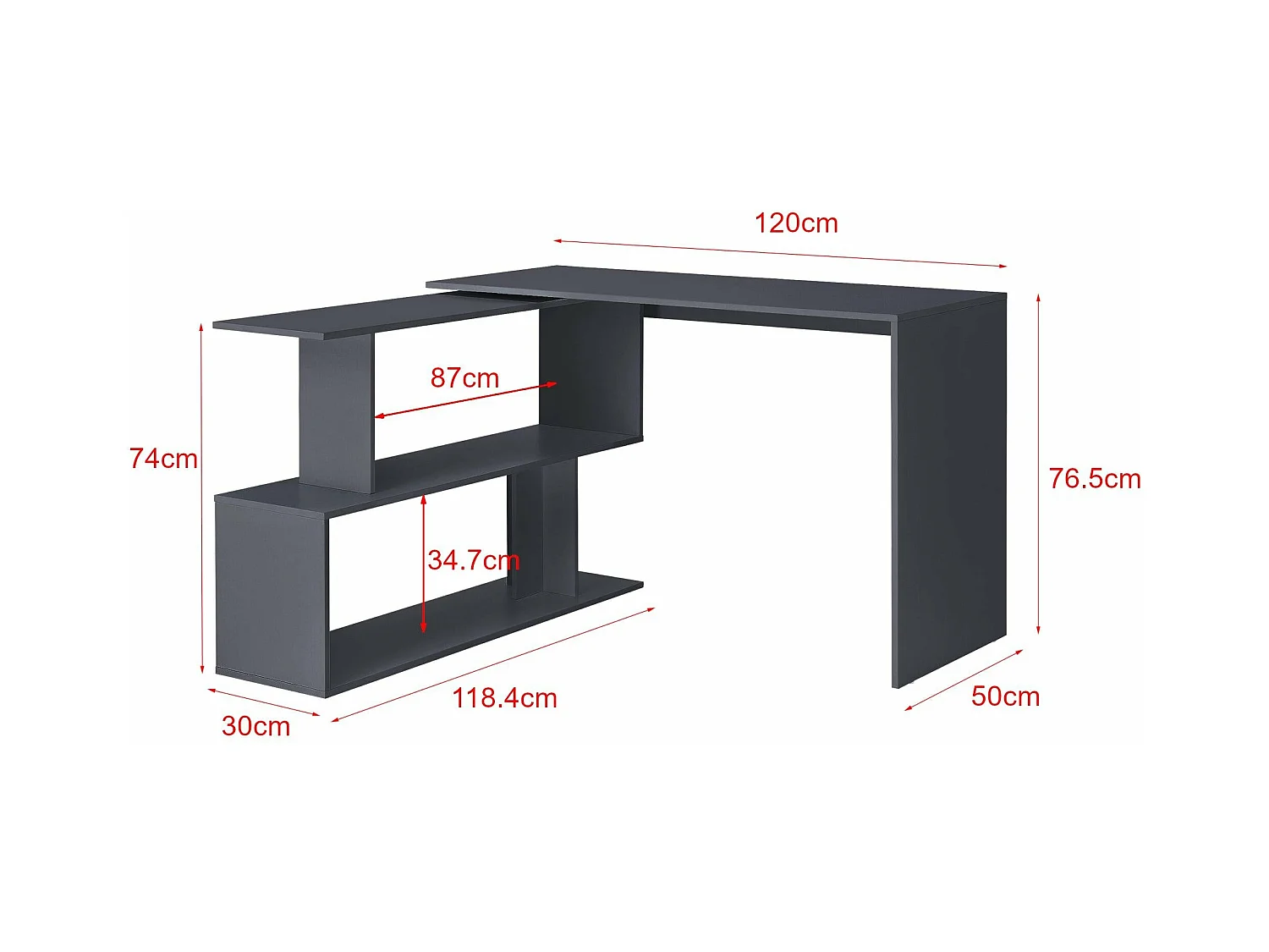 Bureau gigogne design avec grise 120 x 50 x 76.5 cm 03_0004708