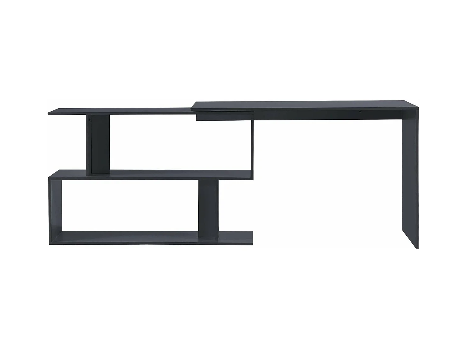 Scrivania impilabile di design con sezione a mensola scrivania angolare pannello di particelle di melaminico 77 x 120 x 50 cm grigio scuro 03_0004708