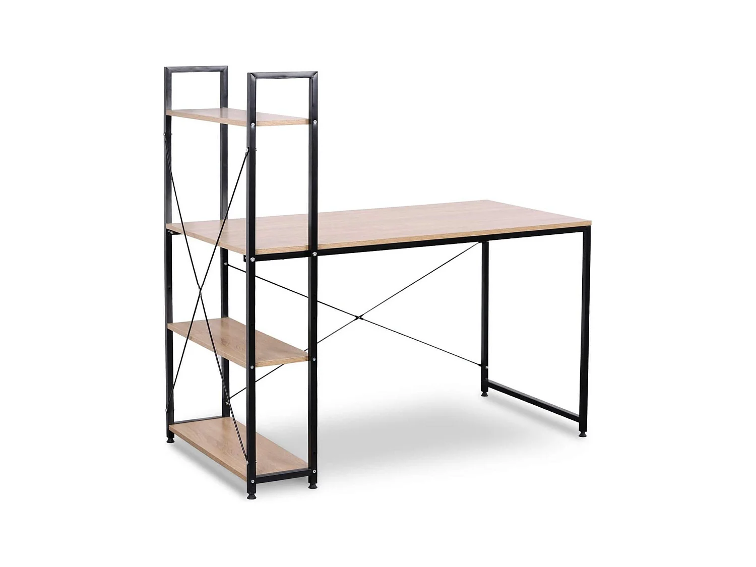 Bureau d'ordinateur 4 étagères beige 120 x 60 x 120 cm 19_0000403