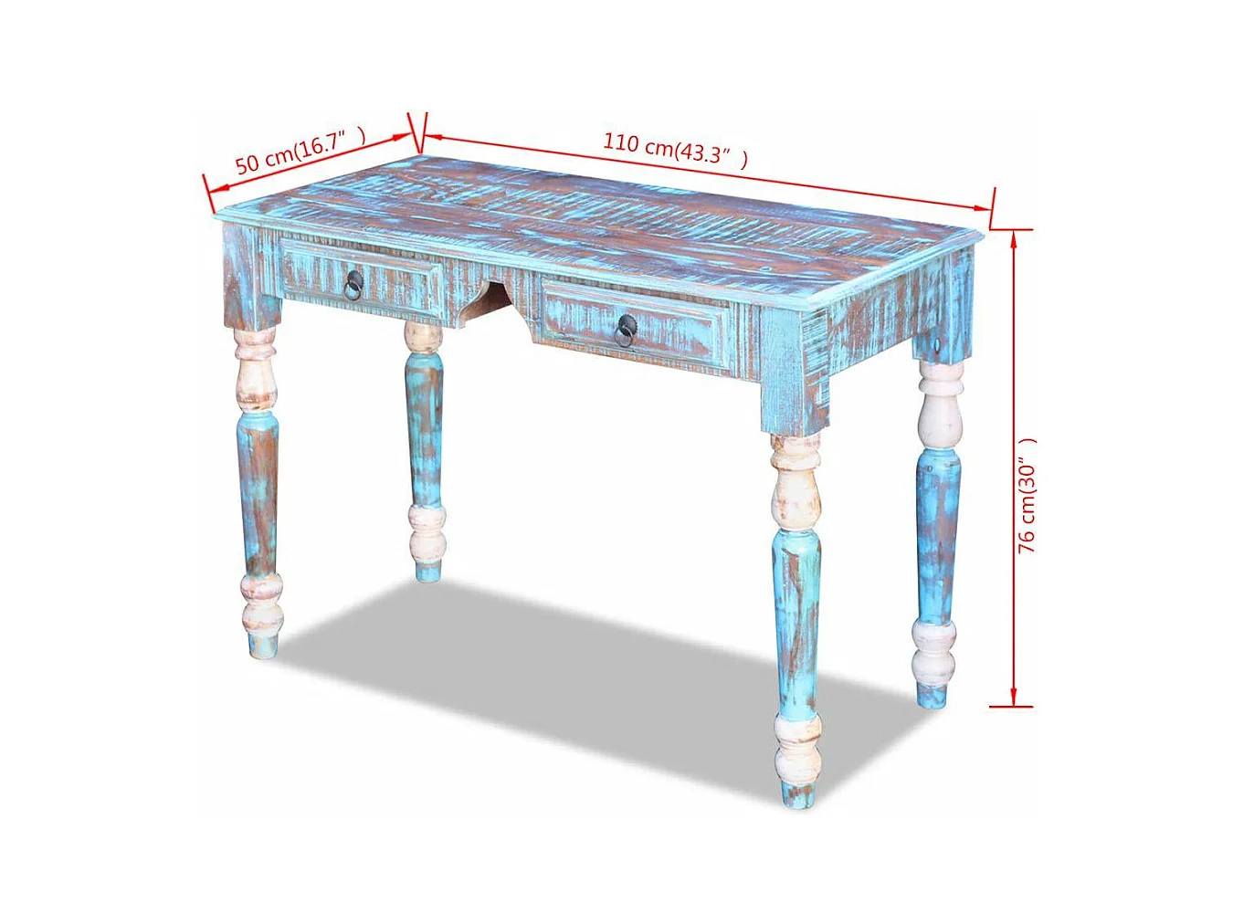 Bureau table meuble travail bois marron 110 x 50 x 76 cm 0502143