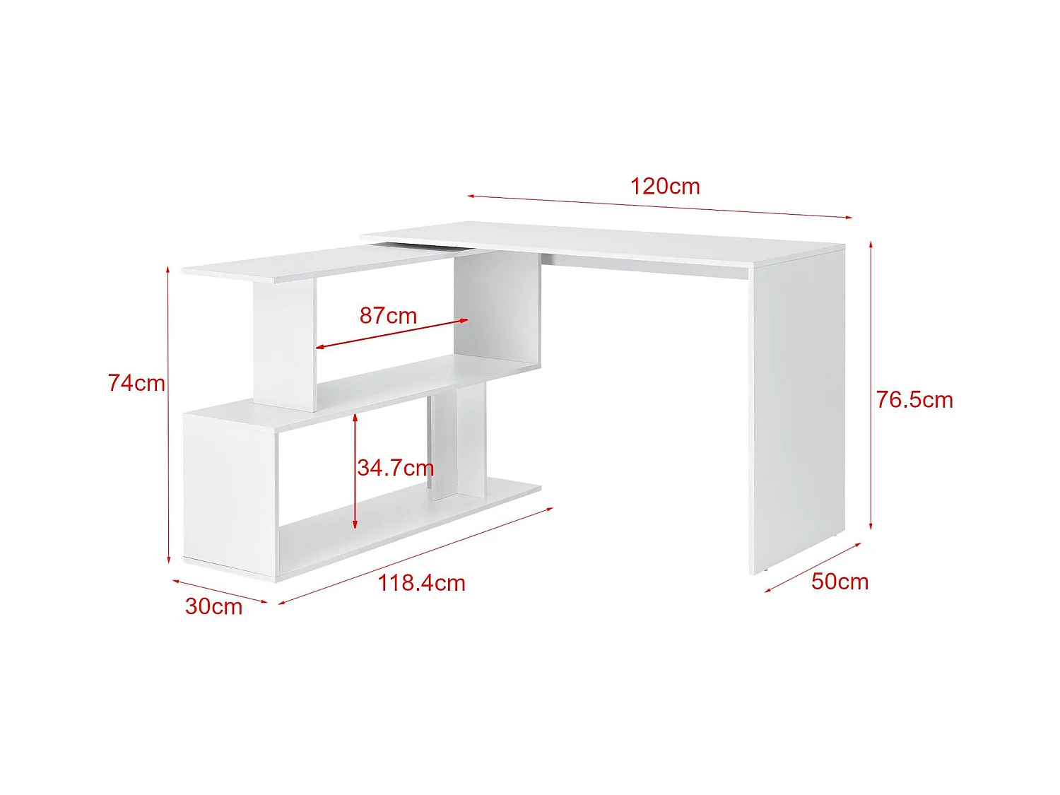 Bureau gigogne design avec blanche 120 x 50 x 76.5 cm 03_0004707