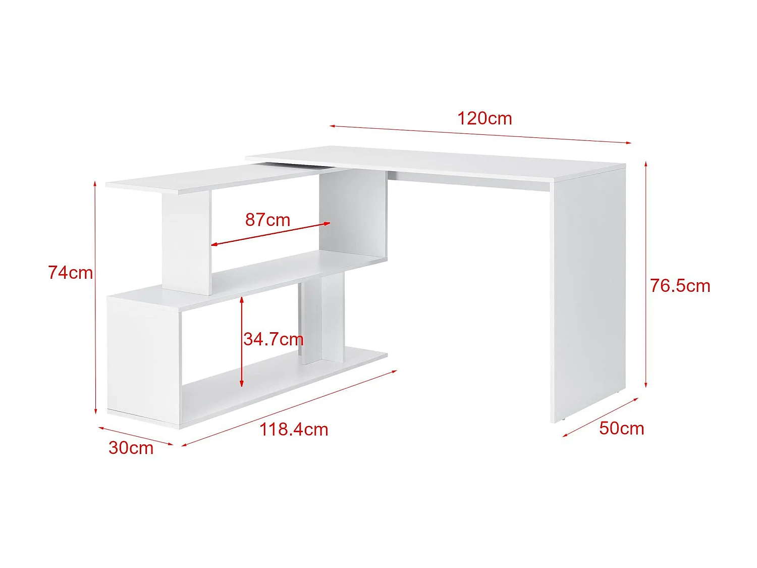 Bureau gigogne design avec blanche 120 x 50 x 76.5 cm 03_0004707