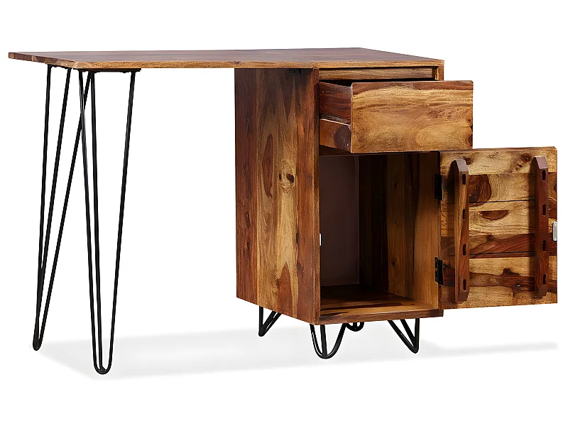 Bureau table meuble travail bois marron 110 x 45 x 76 cm 0502136