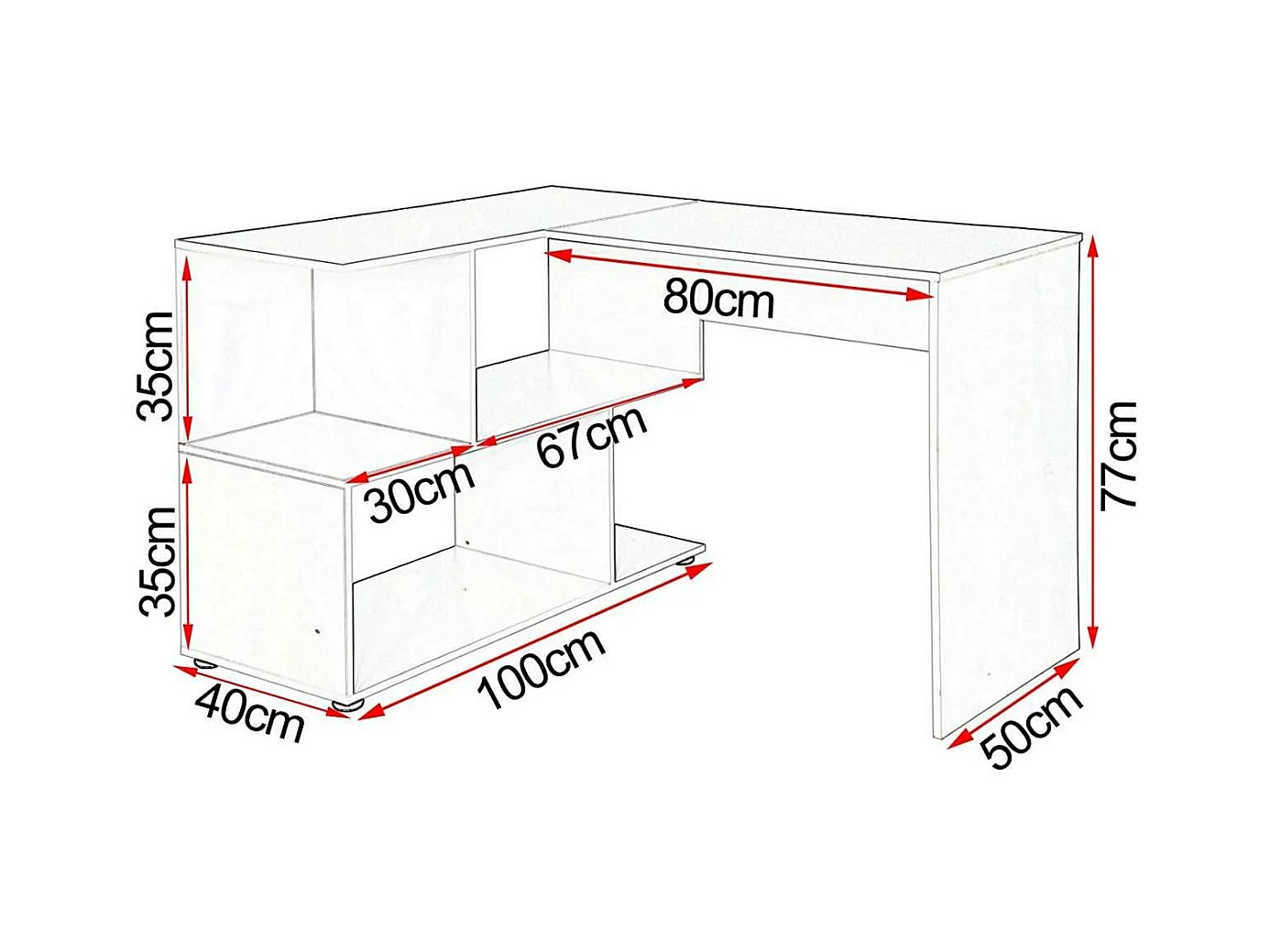 Bureau adulte d'angle avec blanche 120 x 100 x 77 cm 19_0000549