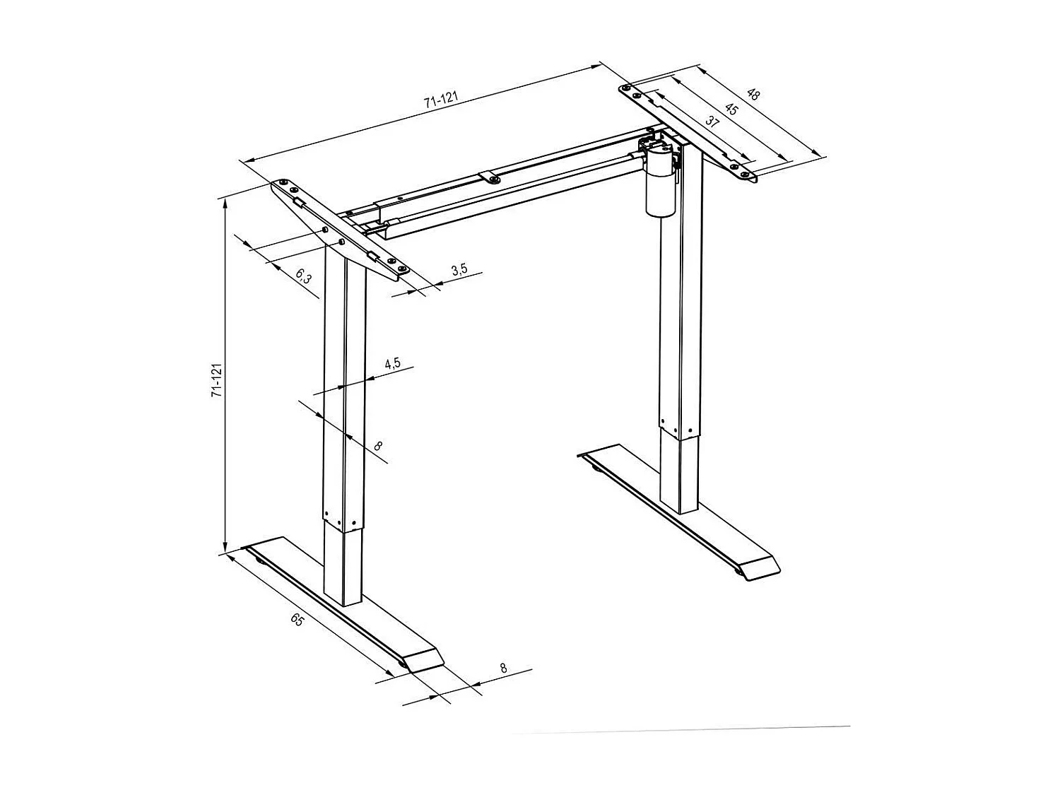 Bureau assis debout meuble noire 121 x 65 x 121 cm 08_0000389