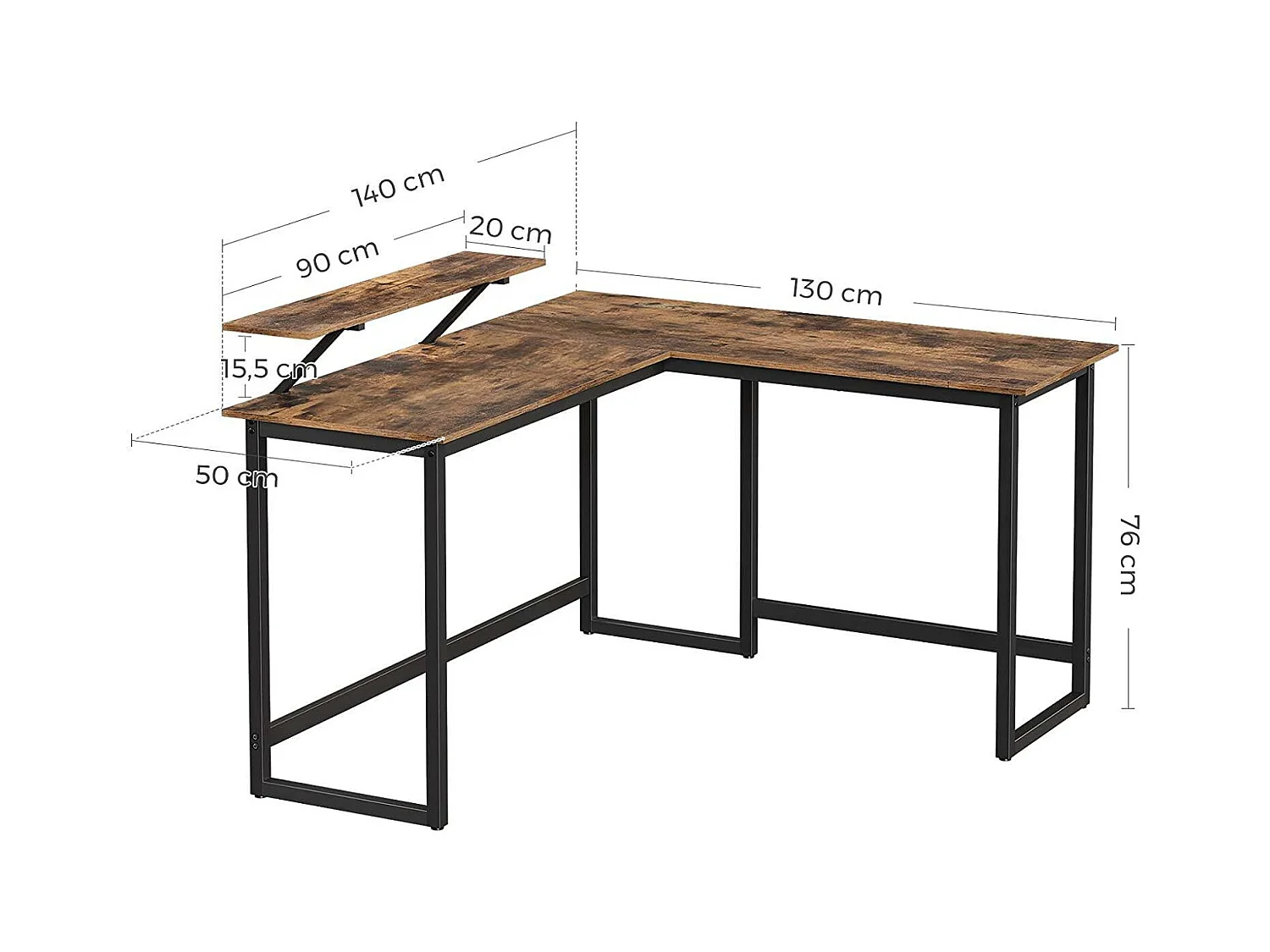 Bureau en forme de métal marron 140 x 130 x 91.5 cm 12_0000327