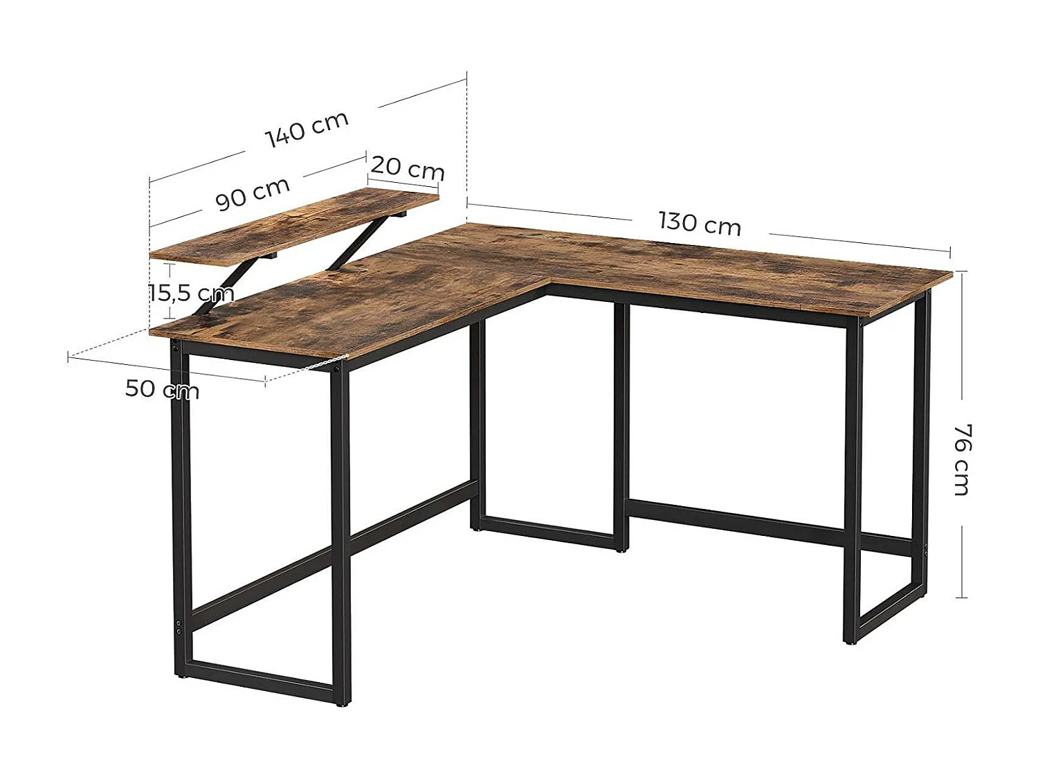 Bureau en forme de métal marron 140 x 130 x 91.5 cm 12_0000327
