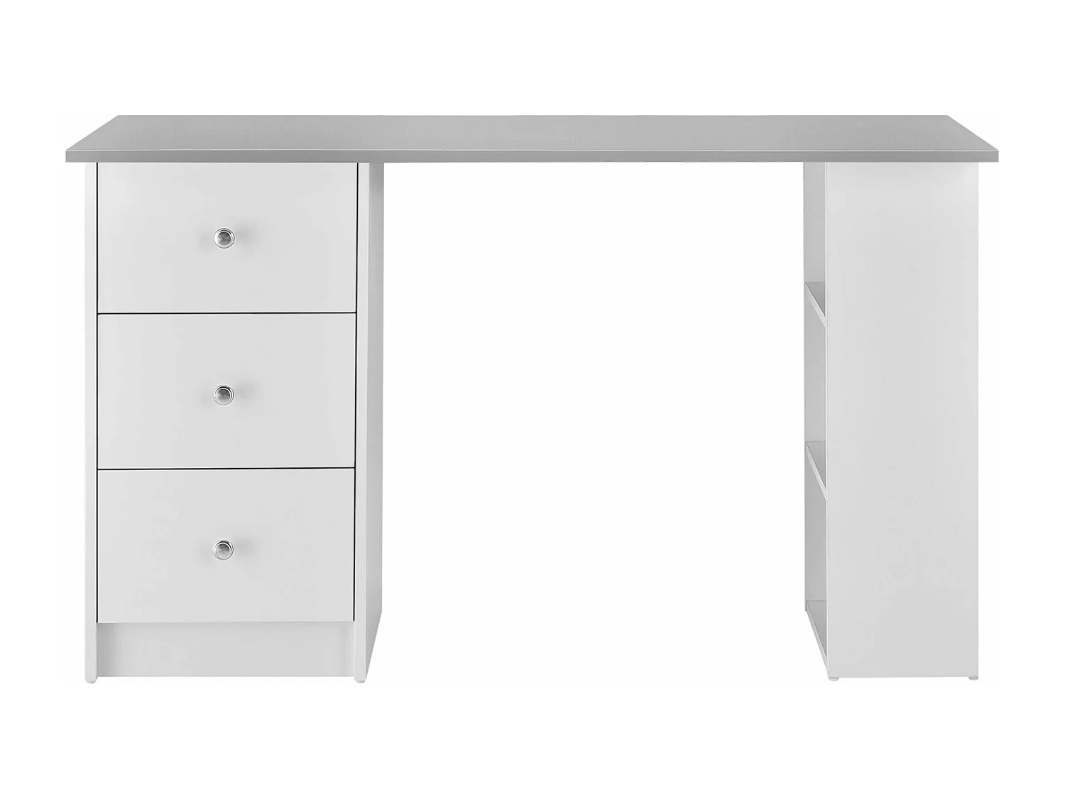 Mesa de escritório estação de trabalho para computador com 3 gavetas madeira melamínica 120 cm branco e cinza 03_0004710