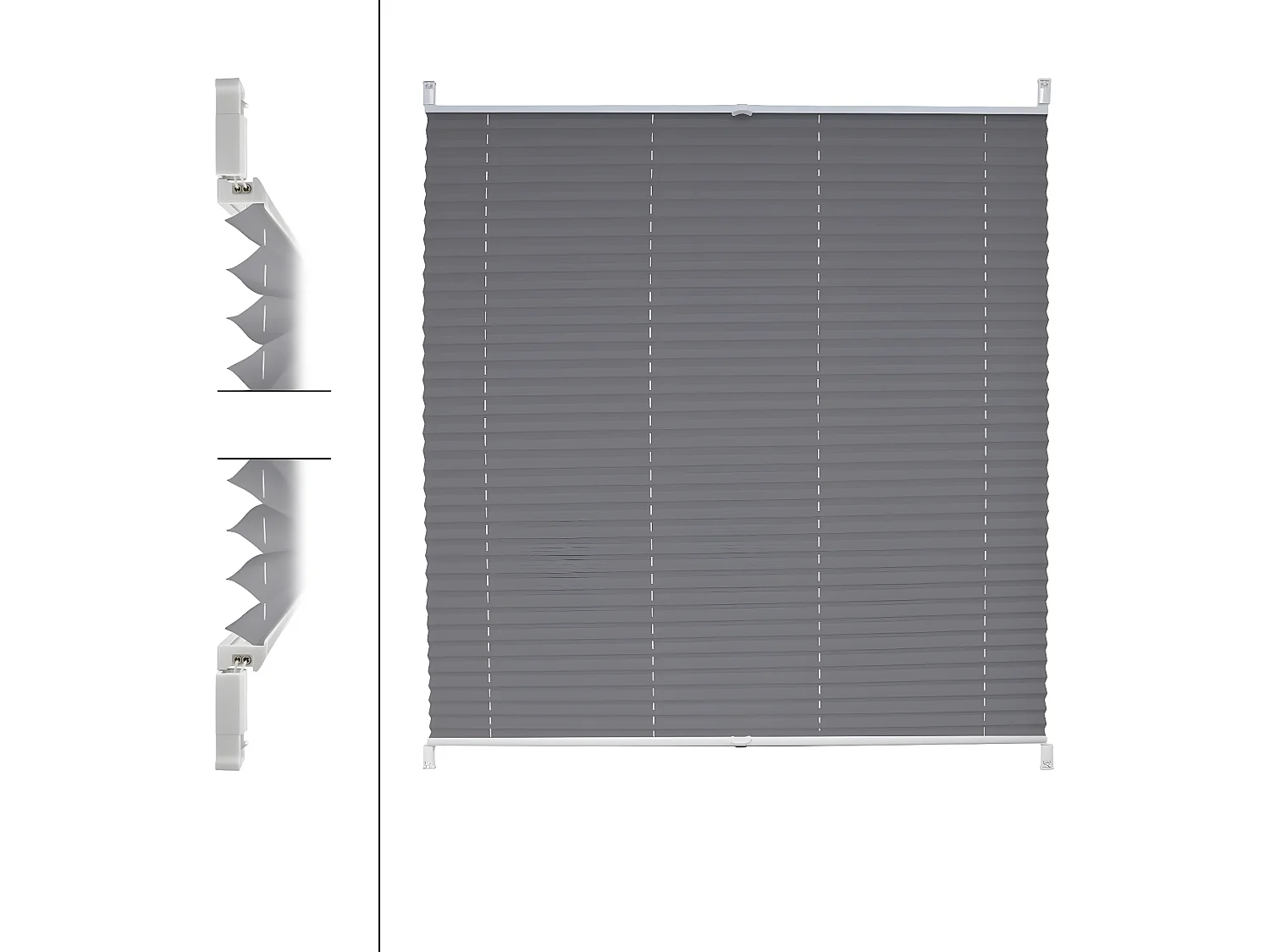Store Plissé 90 x 100 cm Gris avec Klemmfix sans perçage ECD Germany