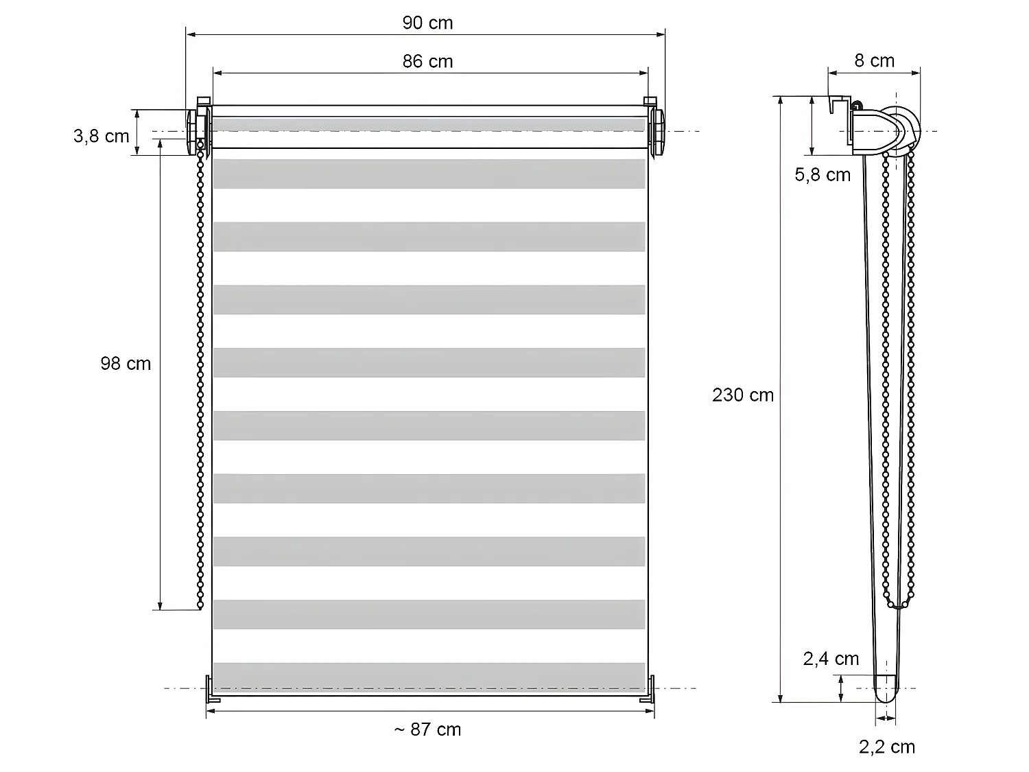 Estor enrollable doble para ventana duo rollo 90 x 230 cm blanco ECD Germany