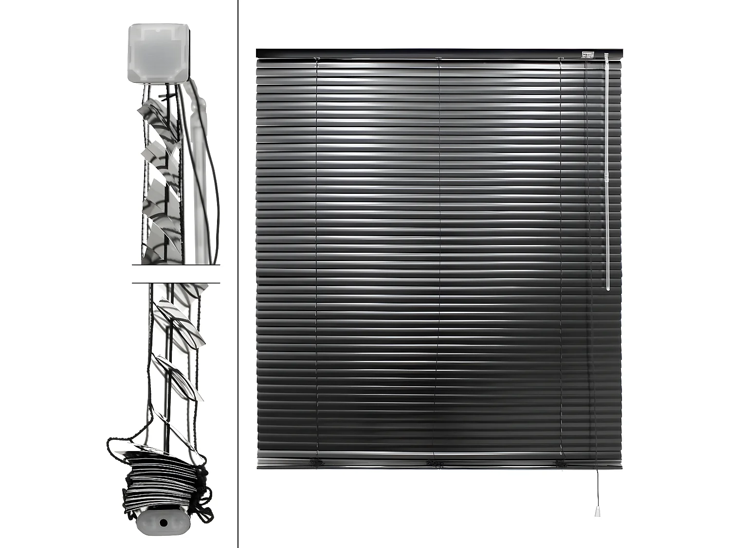 Store Vénitien Aluminium 40 x 130 cm Noir Ailettes en aluminium ECD Germany