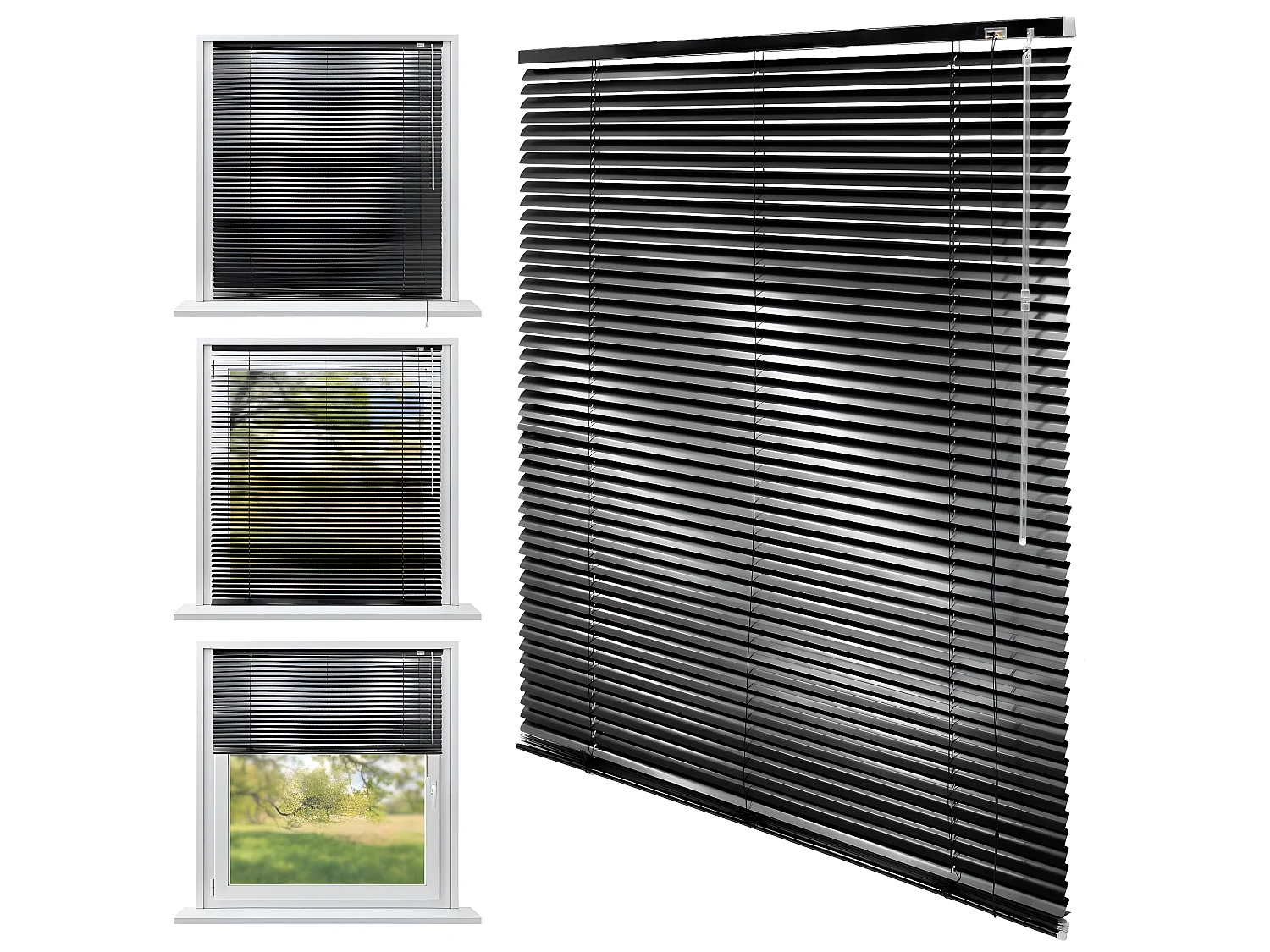 Store Vénitien Aluminium 40 x 130 cm Noir Ailettes en aluminium ECD Germany