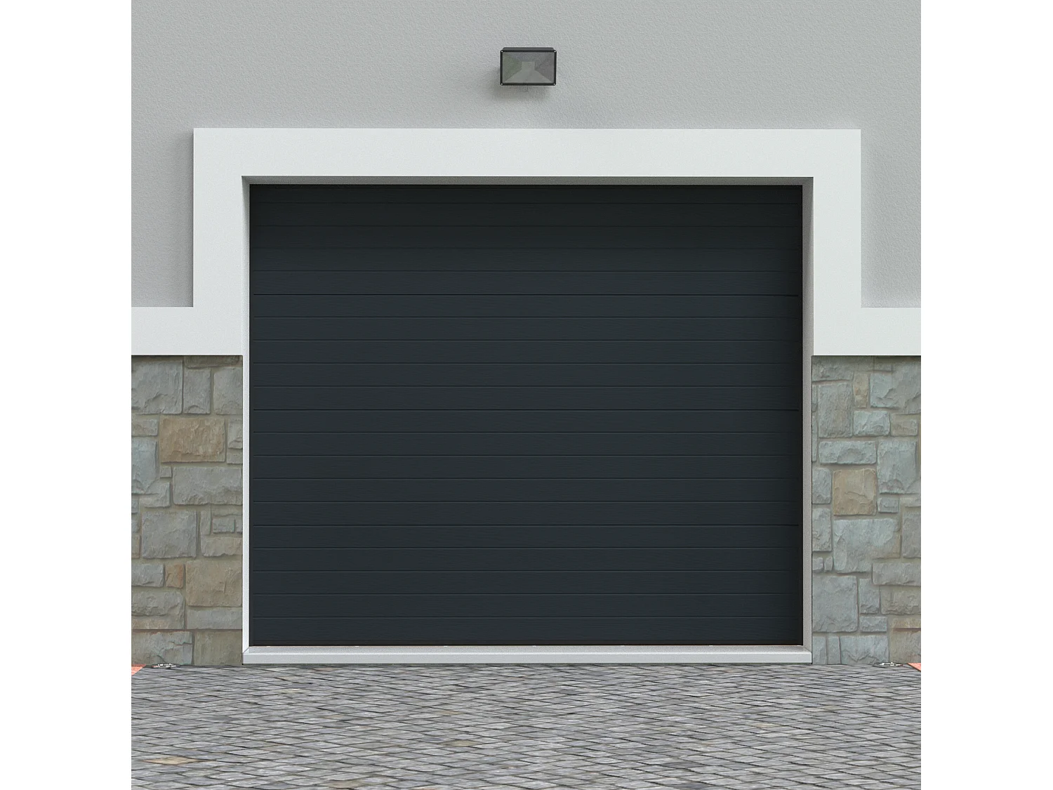 Porta per garage sezionale effetto scanalato motorizzato Antracite - NORIA
