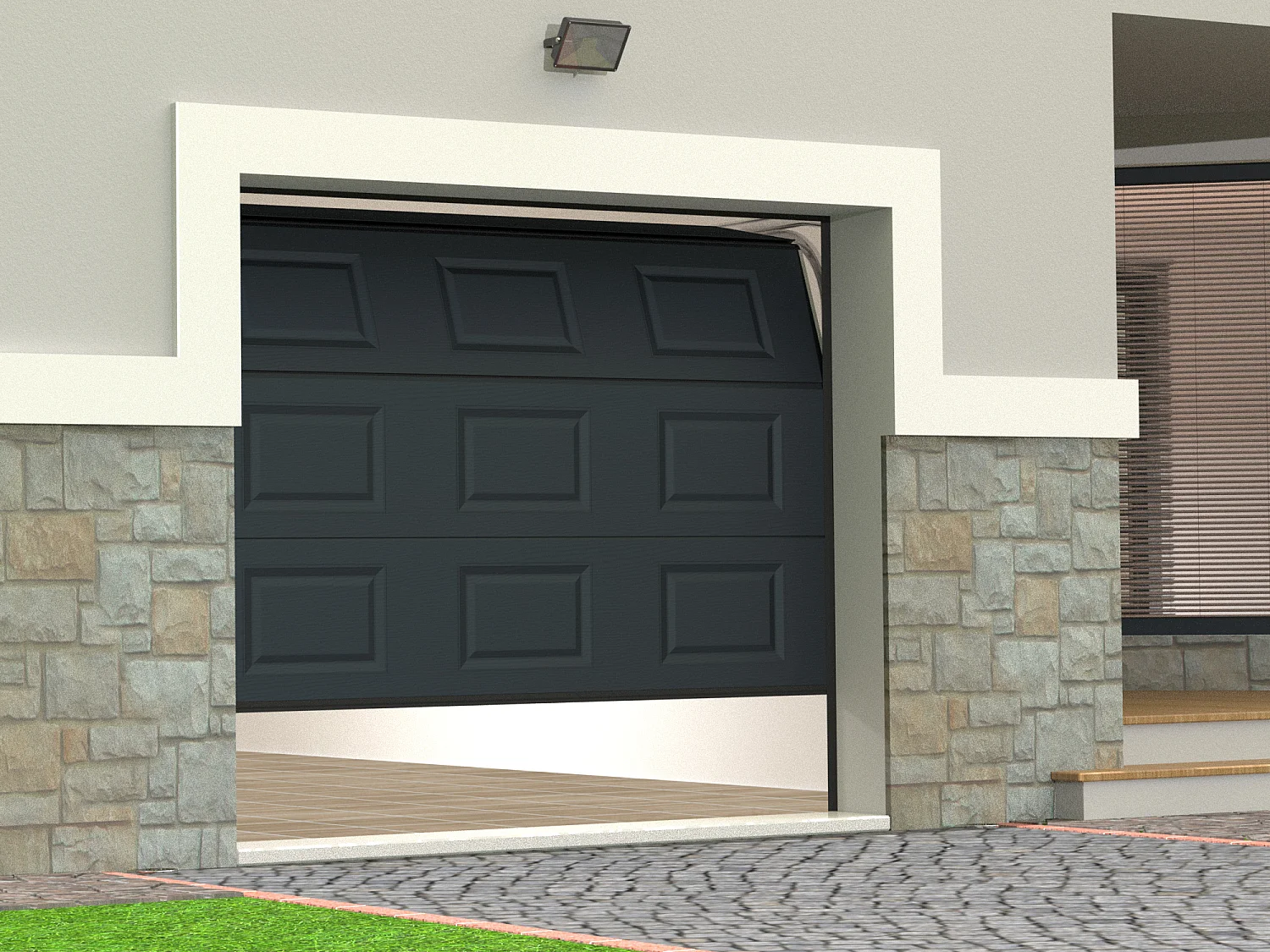 Puerta de garaje seccional antracita motorizada - CAOPAS