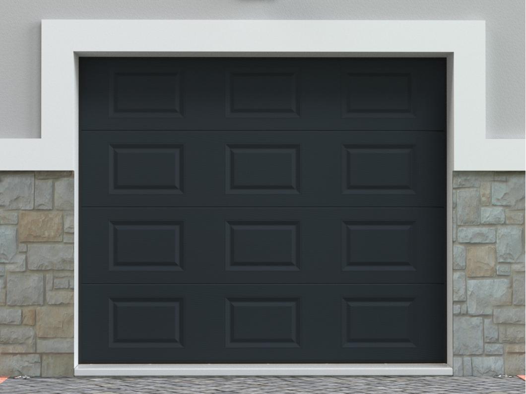 Sectionale garagedeur met antraciet cassette en motor - CAOPAS