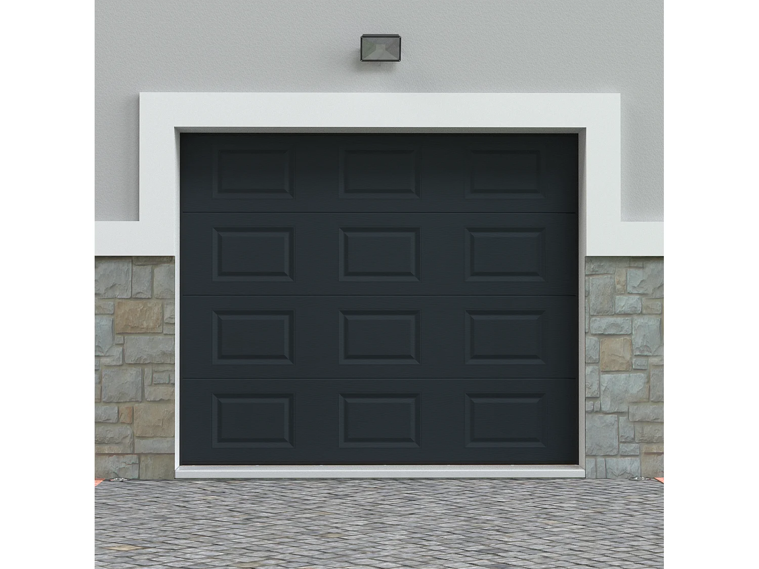 Porte de garage sectionnelle à cassette anthracite avec moteur Somfy L254 x H218 cm - CAOPAS