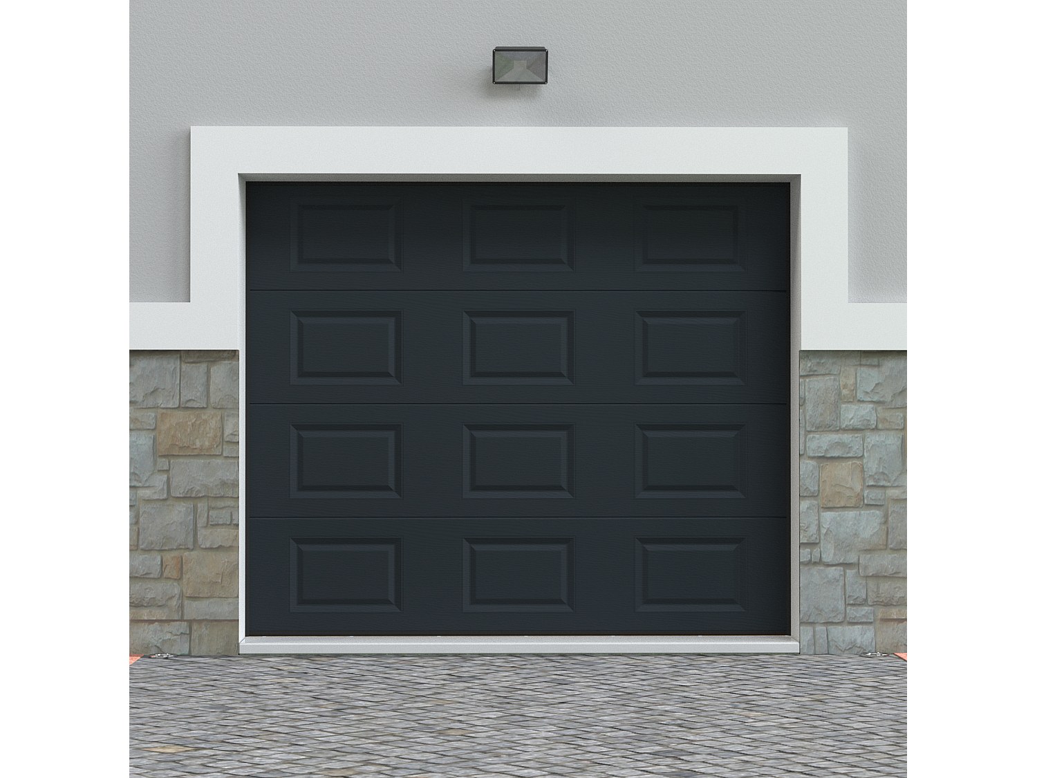 Sektionalgaragentor mit Kassettenmotiv + Torantrieb SOMFY - 254 x 218 cm - Anthrazit - CAOPAS