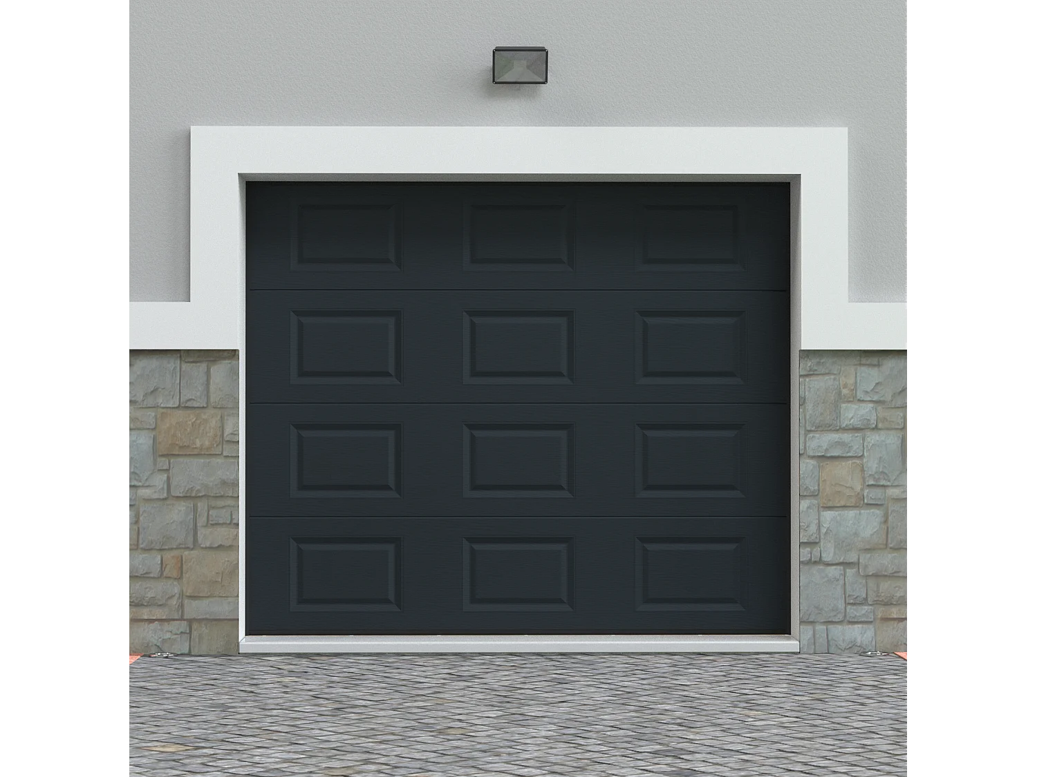 Porte de garage sectionnelle à cassette anthracite avec moteur Somfy L254 x H218 cm - CAOPAS