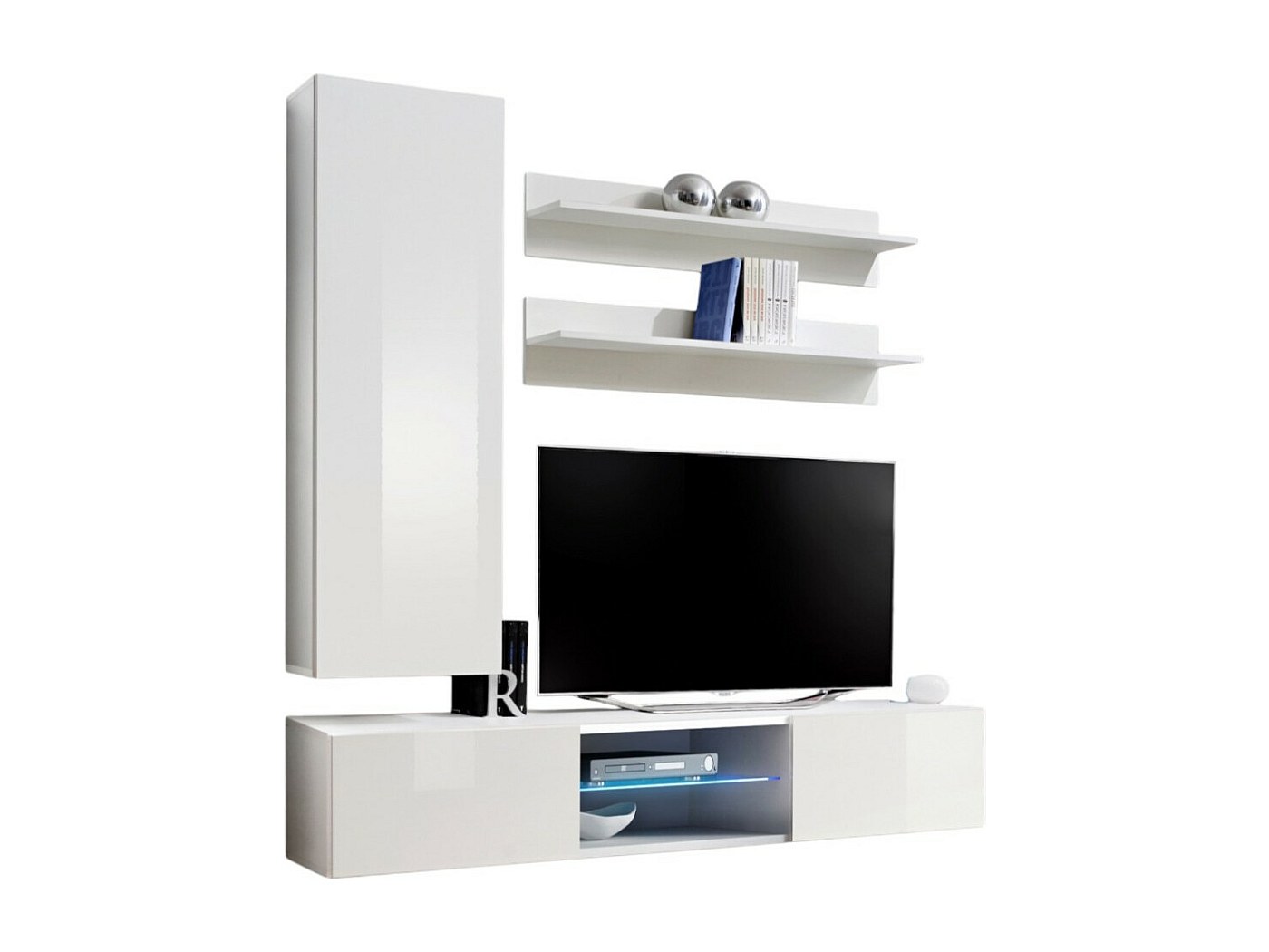 Mobile Porta TV FLY S1 con LED. Colore bianco. Mobile sospeso di design ...