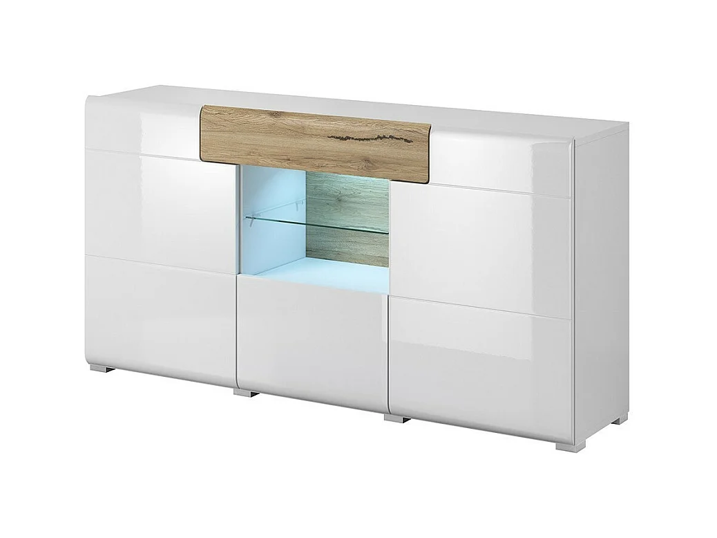 Conjunto completo de 6 móveis para sala de estar, coleção OHIO. Cor branca e efeito carvalho.