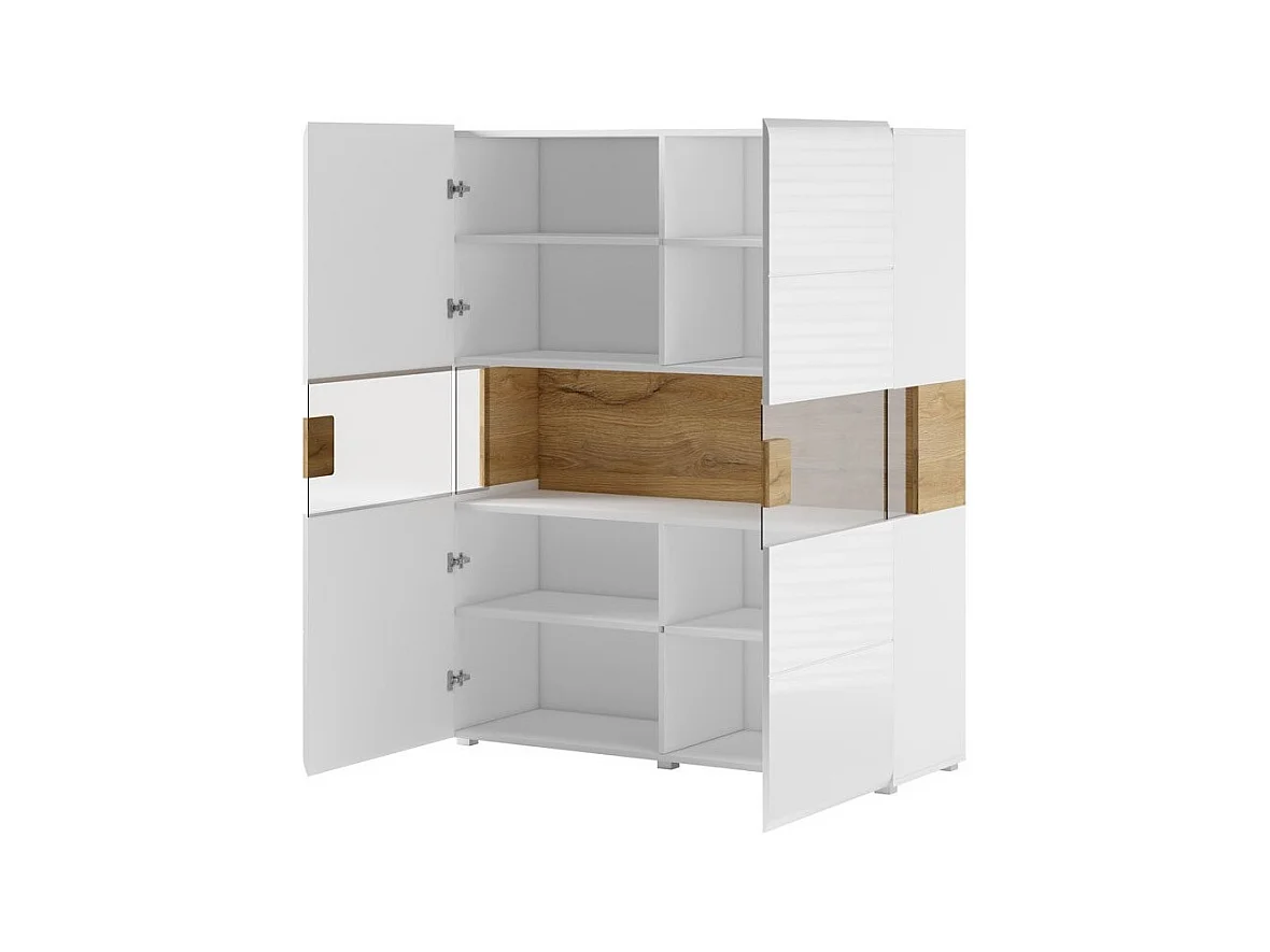 Conjunto completo de 6 móveis para sala de estar, coleção OHIO. Cor branca e efeito carvalho.