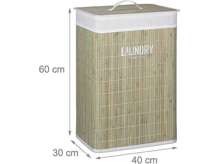 Panier à linge sale étanche pliable carré de Wickerwise avec couvercle et poignées