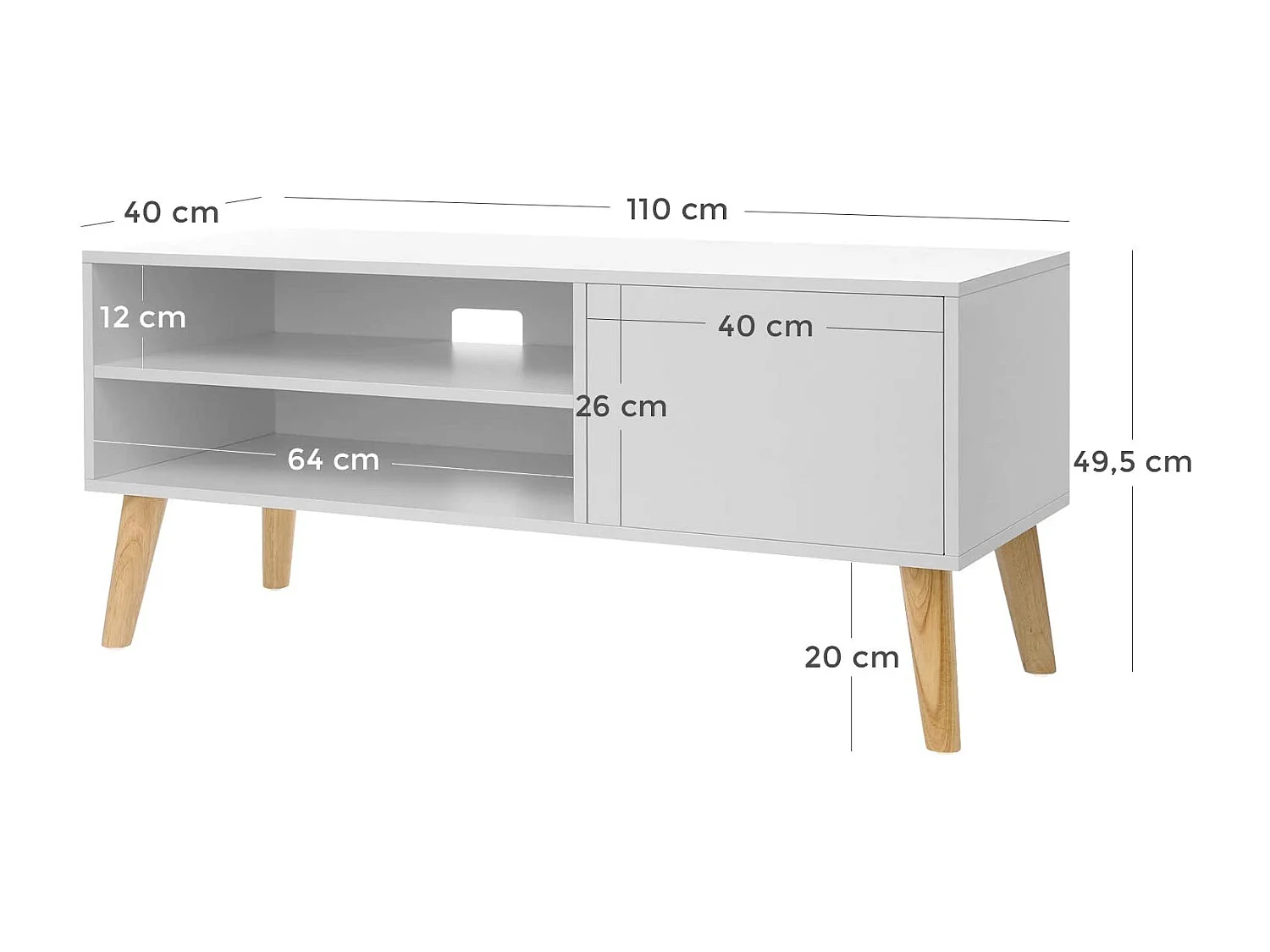 Muebles de TV de bajo estilo escandinavo para la consola de juegos de televisión en la sala de estar Playground White Bureau 12_0000734