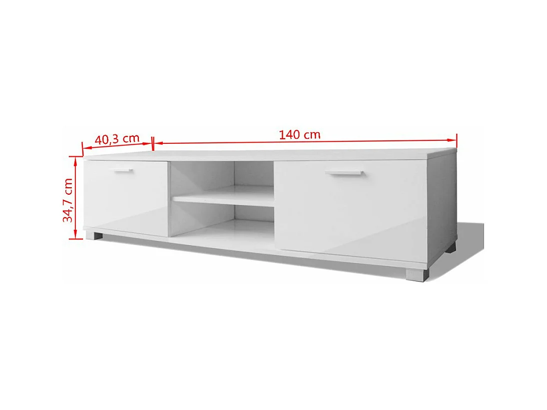 Mobile TV TV buffet TV dal design pratico 140 cm bianco lucido 2502057/2
