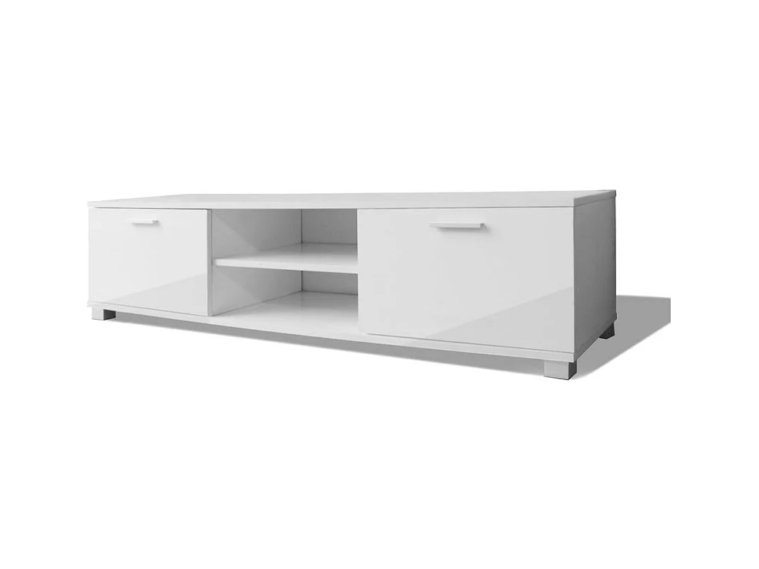Mueble TV aparador TV diseño práctico televisión 140 cm blanco alto brillo 2502057/2