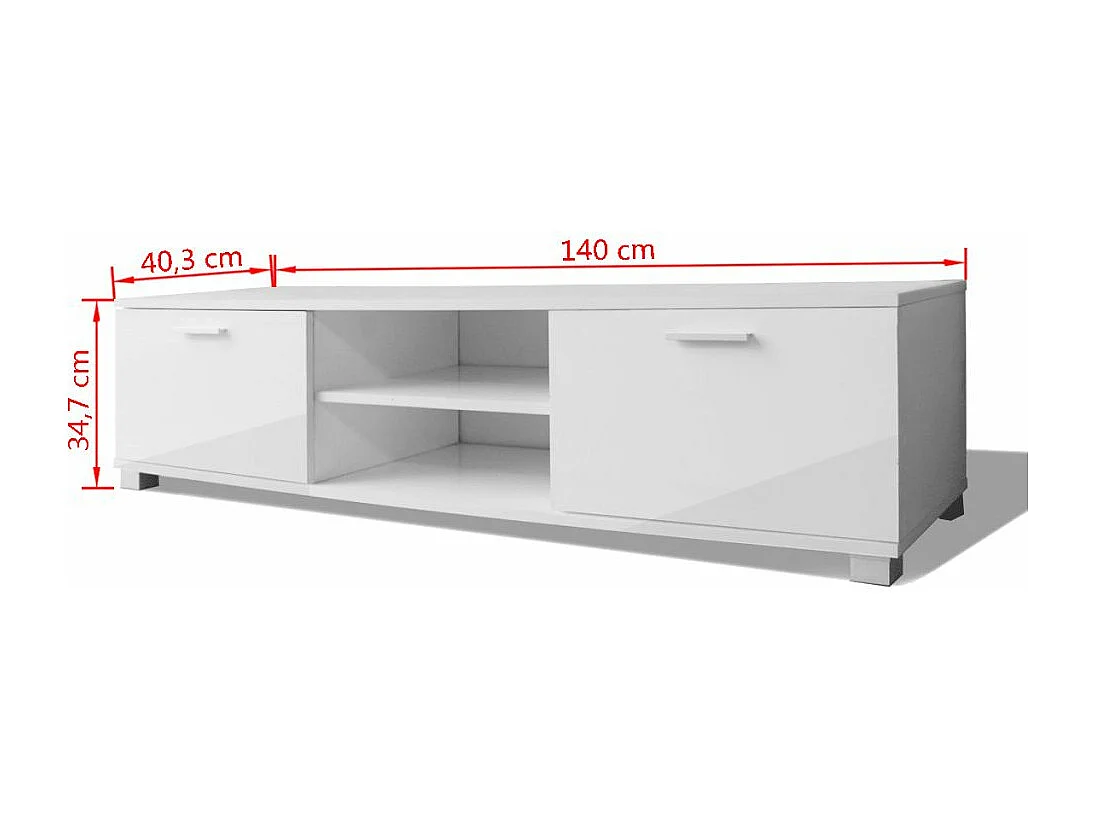 Mobile TV TV buffet TV dal design pratico 140 cm bianco lucido 2502057/2