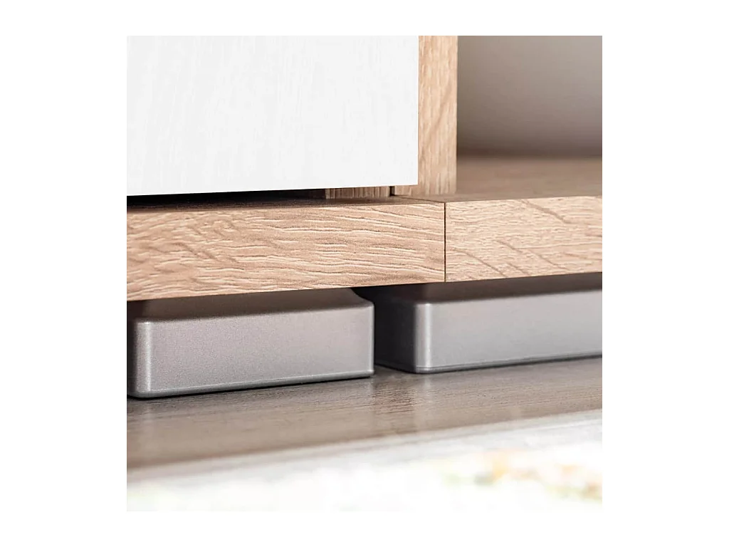 Mueble TV Buffet TV práctico diseño de pared con luz LED roble Sonoma y blanco 2502199