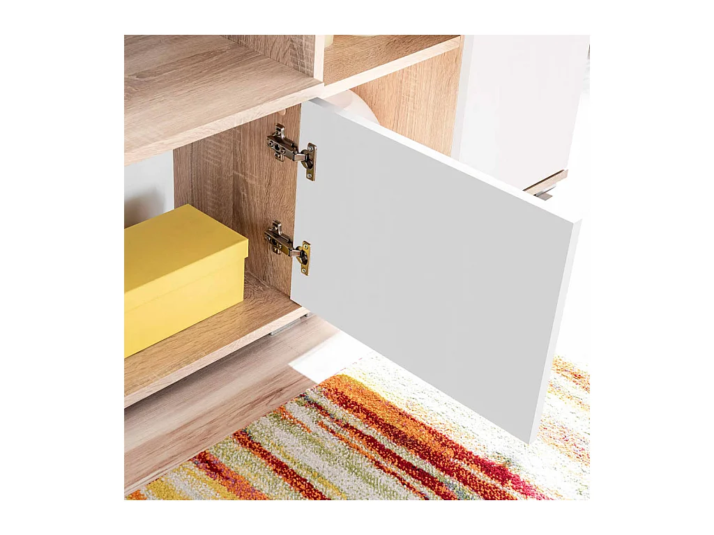 Mueble TV Buffet TV práctico diseño de pared con luz LED roble Sonoma y blanco 2502199