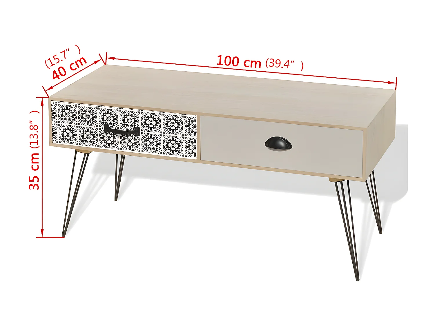 Meuble télé buffet tv télévision design pratique table auxiliaire tv 100 cm marron 2502242