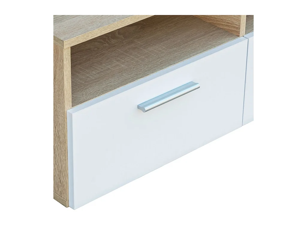 Mueble TV Buffet TV diseño práctico aglomerado 95 cm roble y blanco 2502044