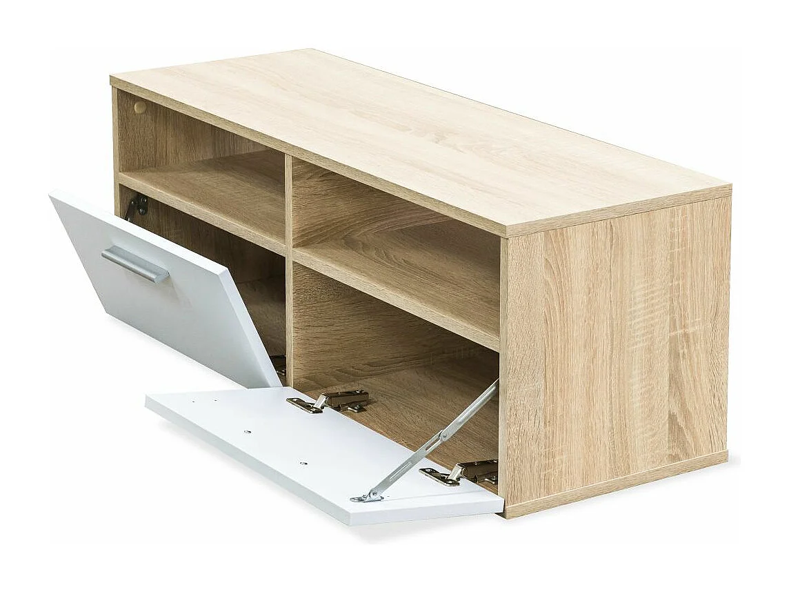 Mueble TV Buffet TV diseño práctico aglomerado 95 cm roble y blanco 2502044