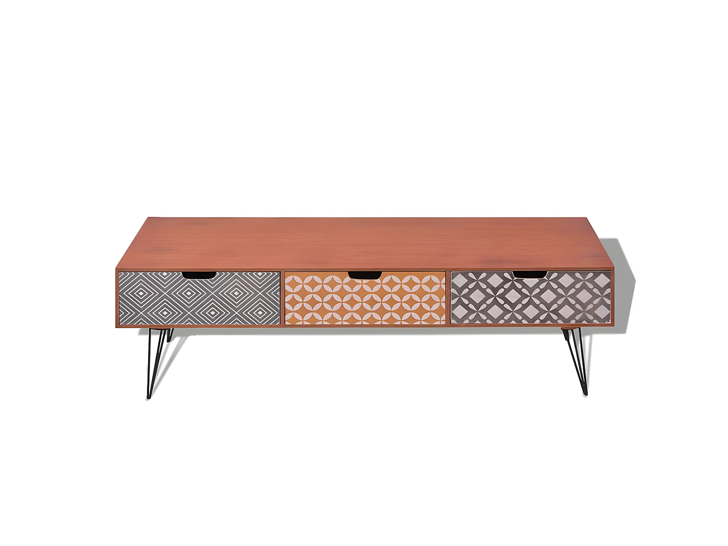 Meuble télé buffet tv télévision design pratique avec 3 tiroirs 120 cm marron 2502099
