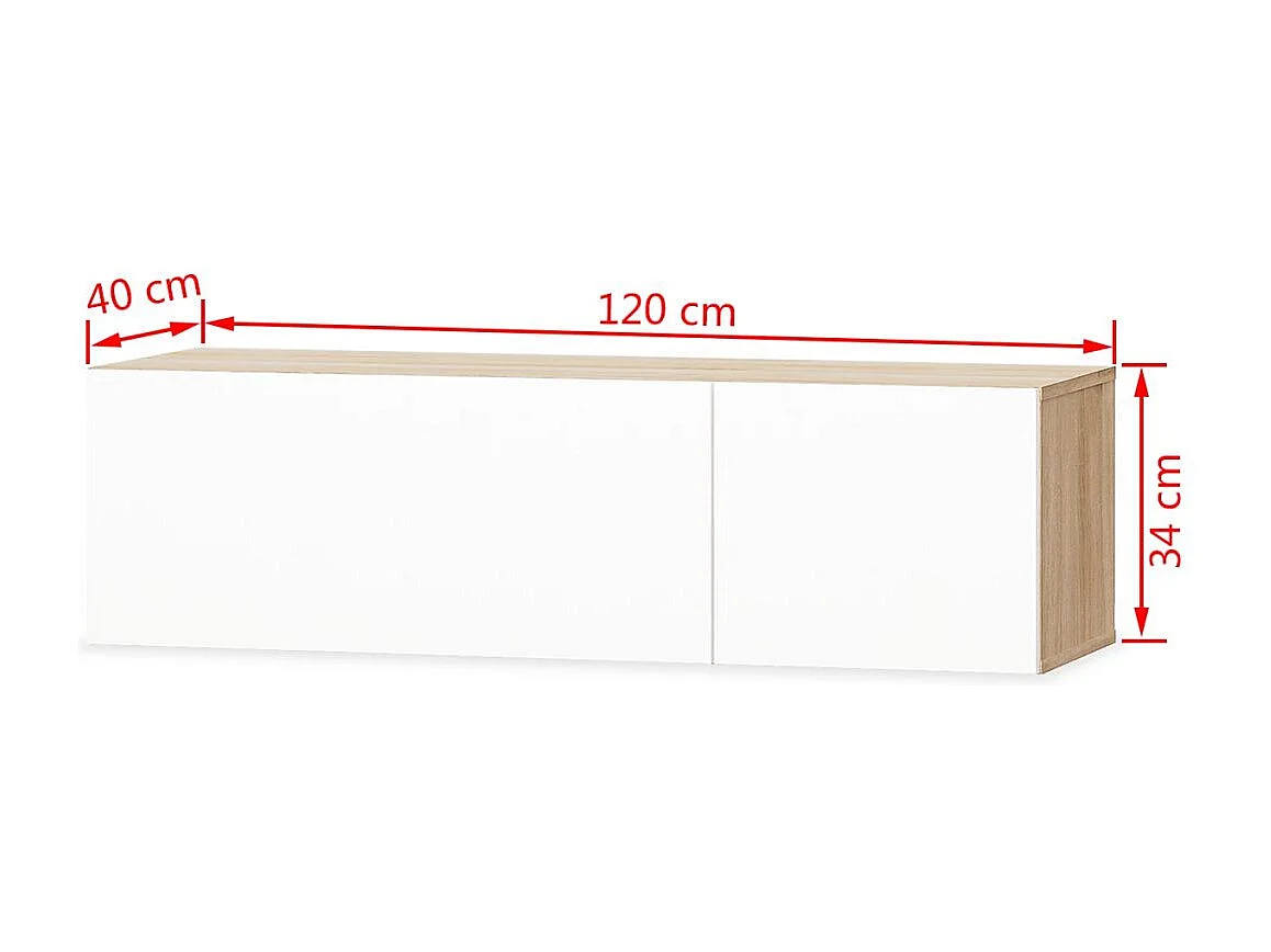 Móvel de TV aparador de TV design de TV prático 2 peças aglomerado 120 cm carvalho e branco brilho 2502081/2