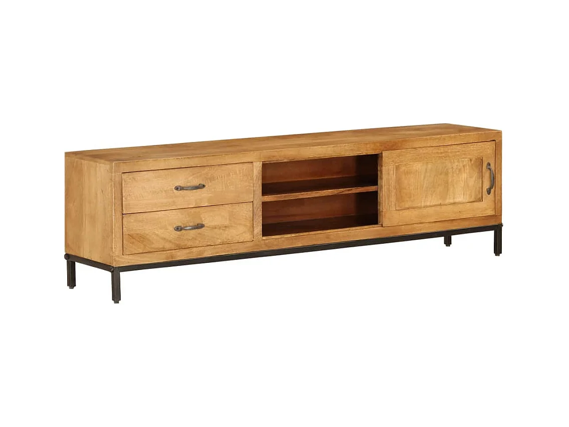 Mueble TV buffet TV diseño práctico madera maciza de mango 140 cm 2502143