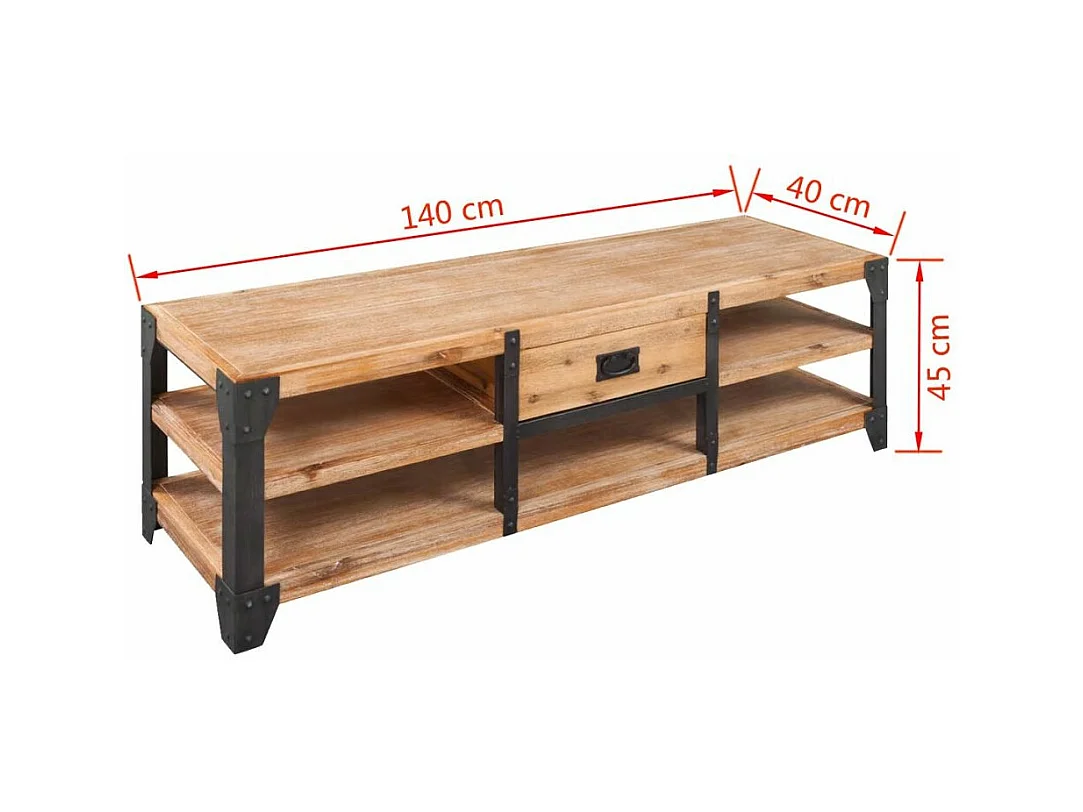 Meuble télé tv bois marron 140 x 40 x 45 cm 2502070