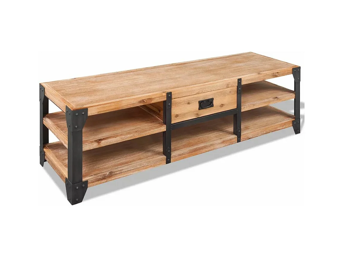 Mueble TV buffet TV diseño práctico 140 cm madera maciza de acacia 2502070