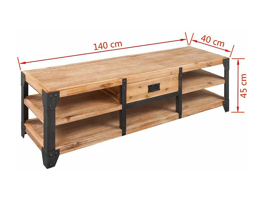 Meuble télé tv bois marron 140 x 40 x 45 cm 2502070