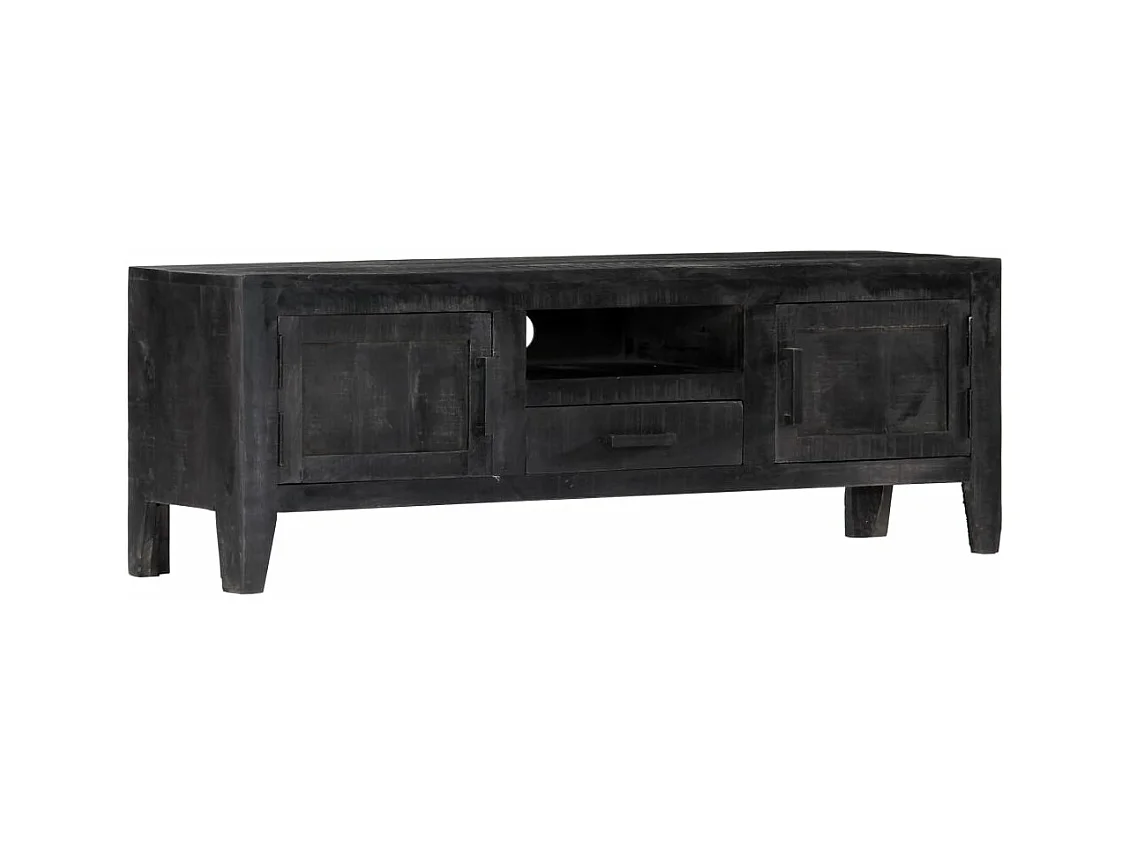 Móvel de TV Buffet de TV design prático preto 118 cm madeira de mangueira maciça 2502203