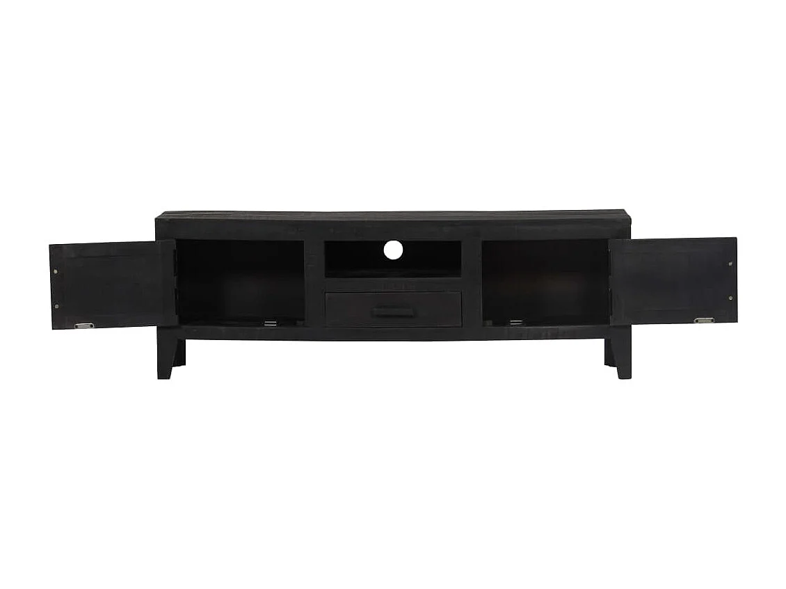 Móvel de TV/aparador preto prático e de design elegante feito de madeira maciça de mangueira 118 cm 2502203