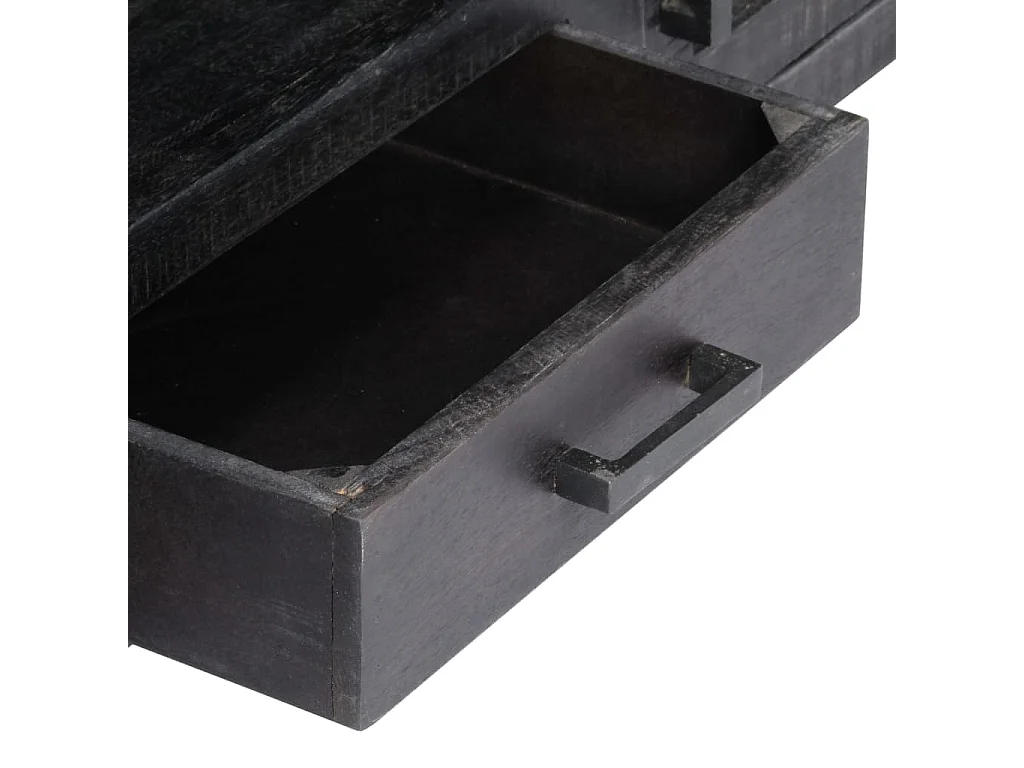 Móvel de TV/aparador preto prático e de design elegante feito de madeira maciça de mangueira 118 cm 2502203