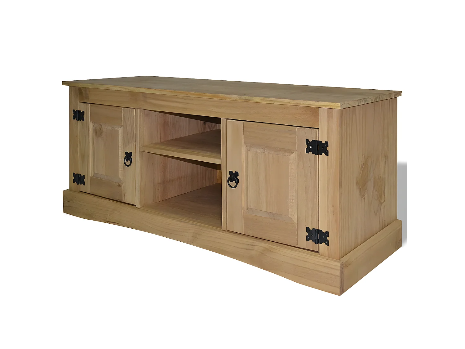 Mueble TV con 2 armarios y 2 compartimentos en pino marrón claro 120x40x52 cm 2502211