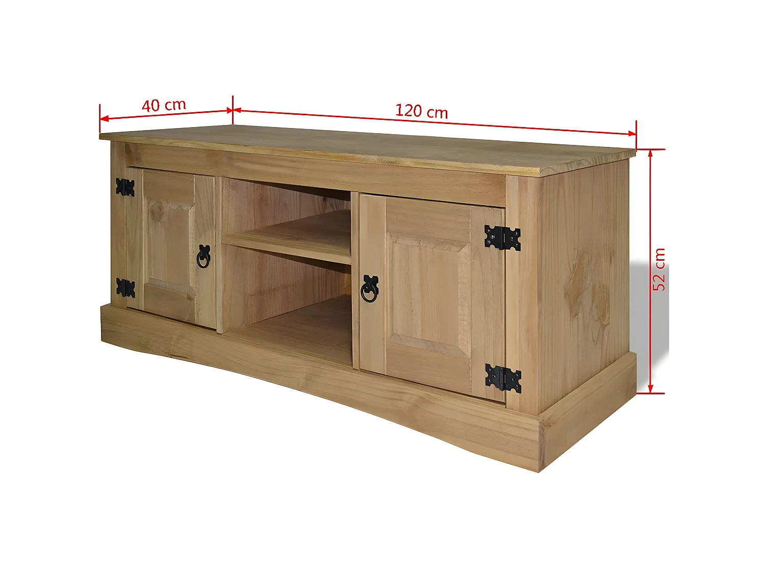 Mueble TV con 2 armarios y 2 compartimentos en pino marrón claro 120x40x52 cm 2502211