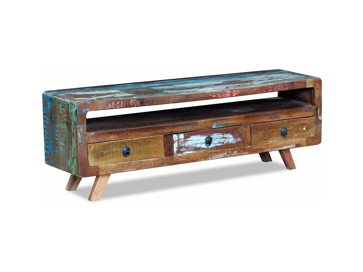 Mobile TV TV buffet dal design pratico con 3 cassetti in legno massello di recupero 2502100